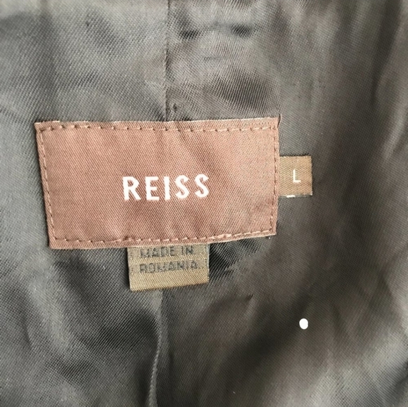 REISS Serge Black Cashmere Wool Crop Coat Jacket Size L - Picture 6 of 9